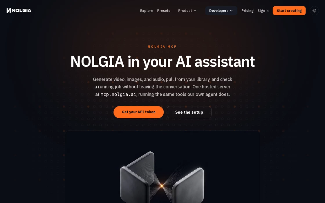 The Connect NOLGIA to your agent page, with a client's setup.