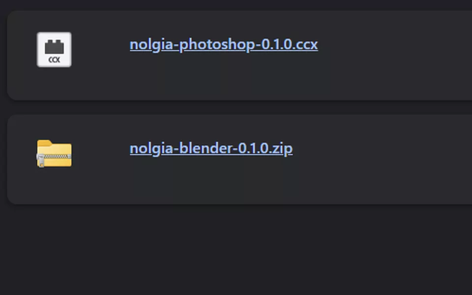The browser's download list with the Blender plugin file.
